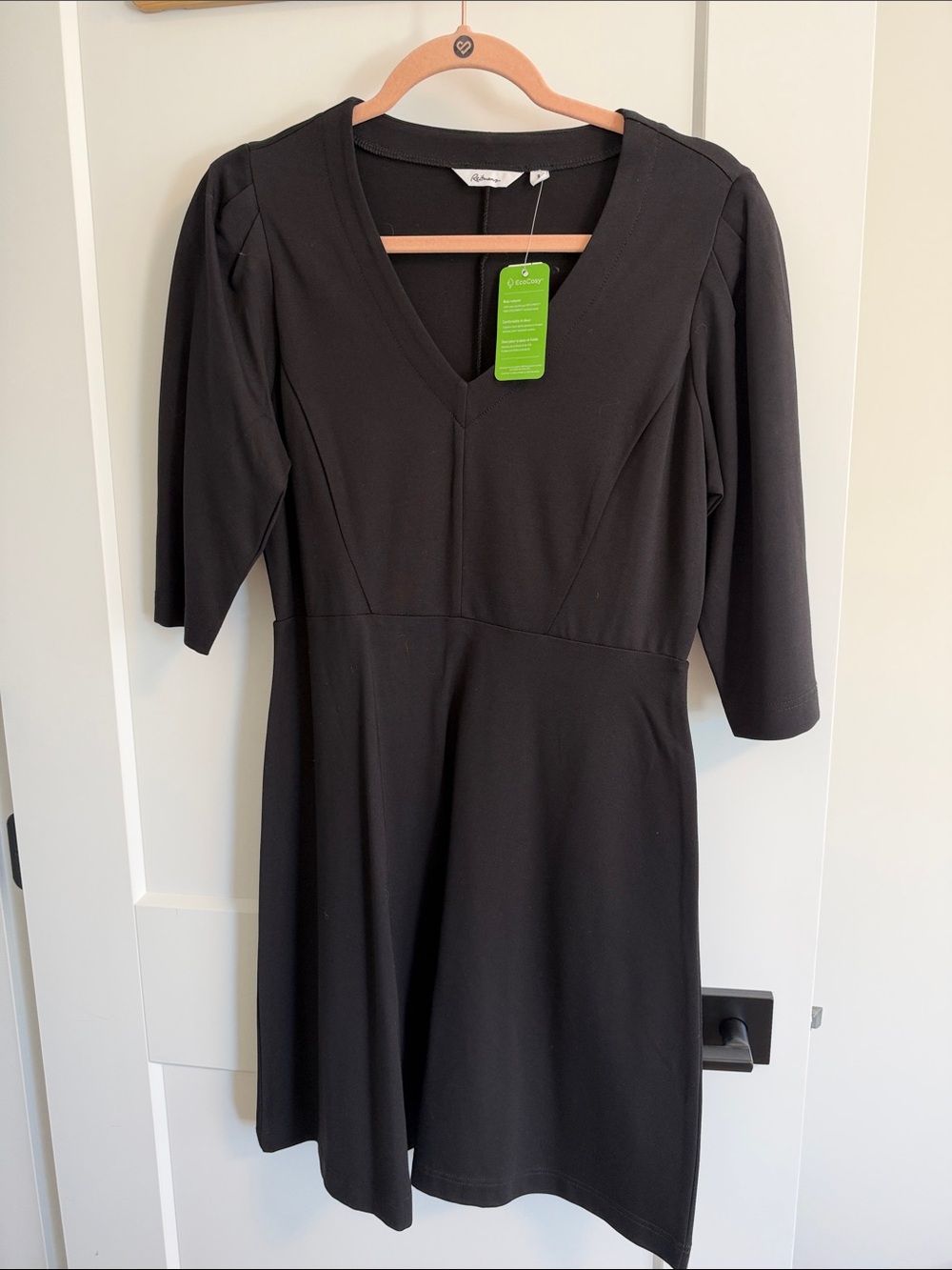Reitmans Black V-Neck Fit & Flare Mini Dress